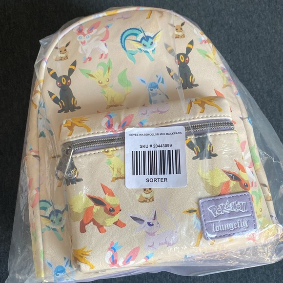 Gently Used Loungefly Eevee Evolutions / Eeveelutions Watercolor Mini Backpack - Picture 17 of 17